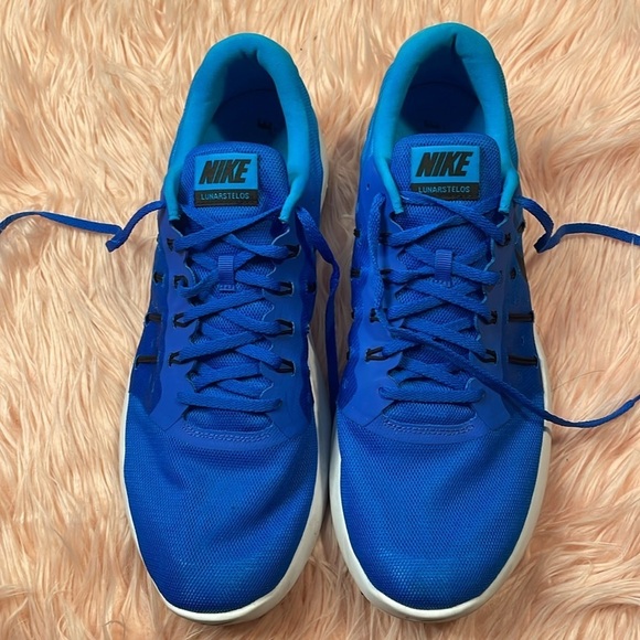 Nike Lunarstelos Mens Size 15 844591-400 Running Hyper Cobalt Black Blue White - Picture 2 of 8